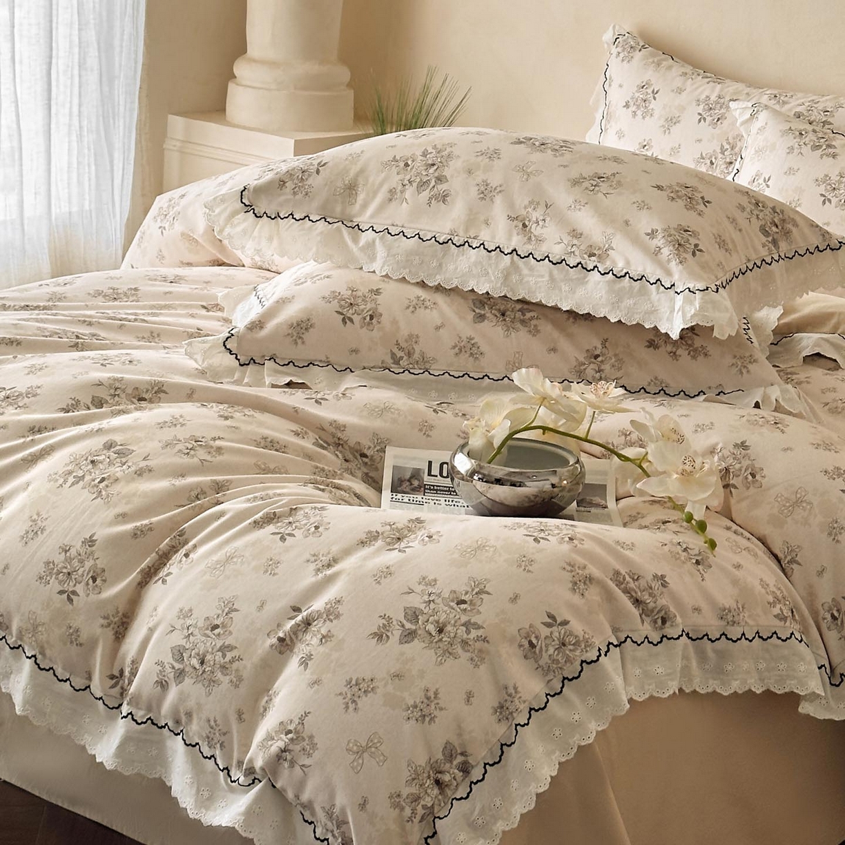 91家纺网 家纺一手货源 找家纺 涵宸家纺 2025新款全棉磨毛印花四件套-雅漾 雷雅-米