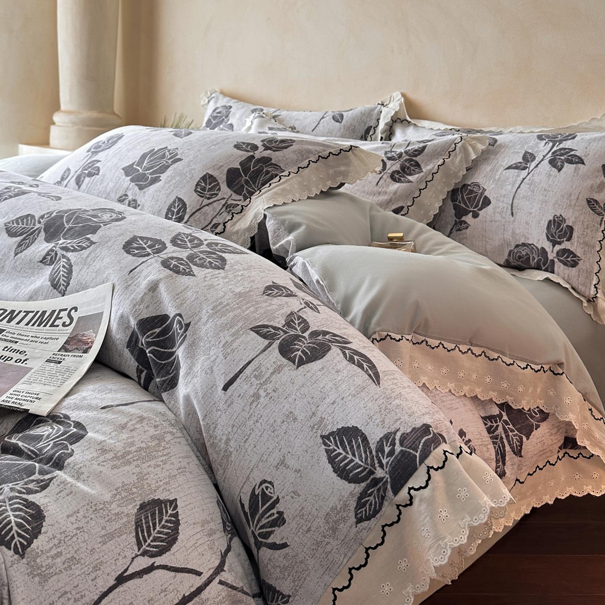 91家纺网 家纺一手货源 找家纺 涵宸家纺 2025新款全棉磨毛印花四件套-雅漾 岁月留声