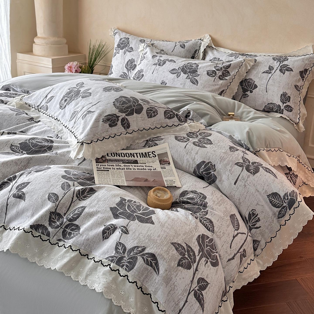 91家纺网 家纺一手货源 找家纺 涵宸家纺 2025新款全棉磨毛印花四件套-雅漾 岁月留声