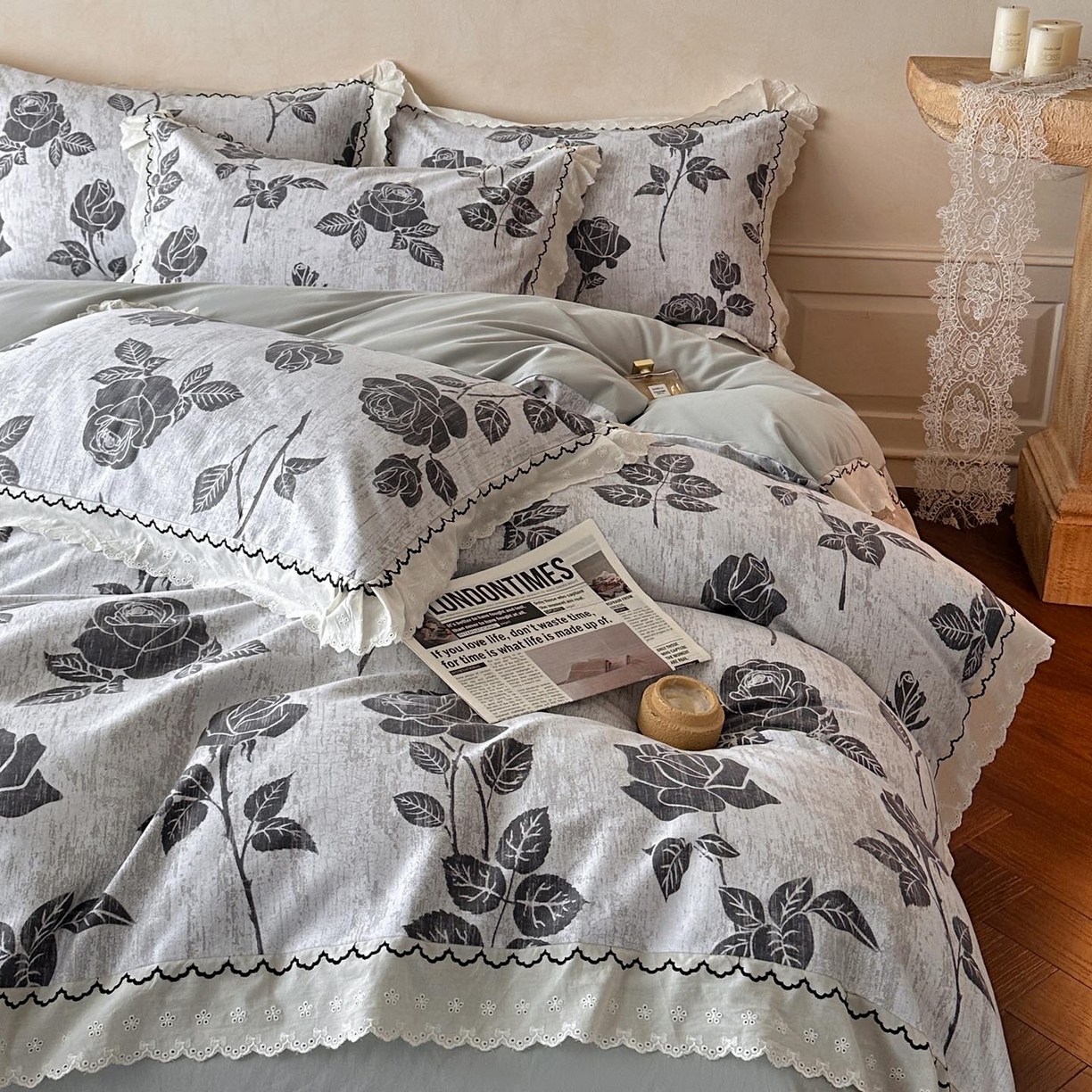 91家纺网 家纺一手货源 找家纺 涵宸家纺 2025新款全棉磨毛印花四件套-雅漾 岁月留声