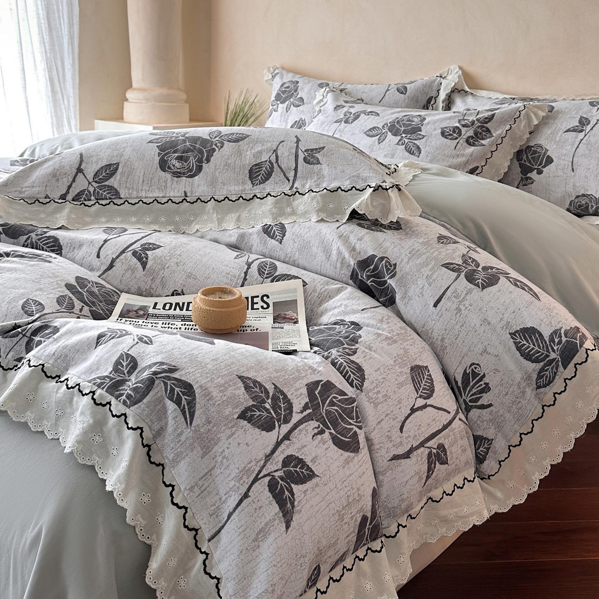 91家纺网 家纺一手货源 找家纺 涵宸家纺 2025新款全棉磨毛印花四件套-雅漾 岁月留声