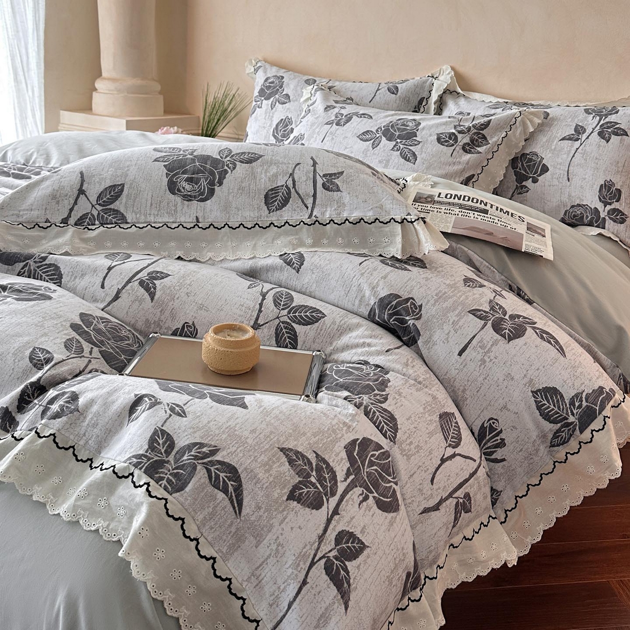 91家纺网 家纺一手货源 找家纺 涵宸家纺 2025新款全棉磨毛印花四件套-雅漾 岁月留声