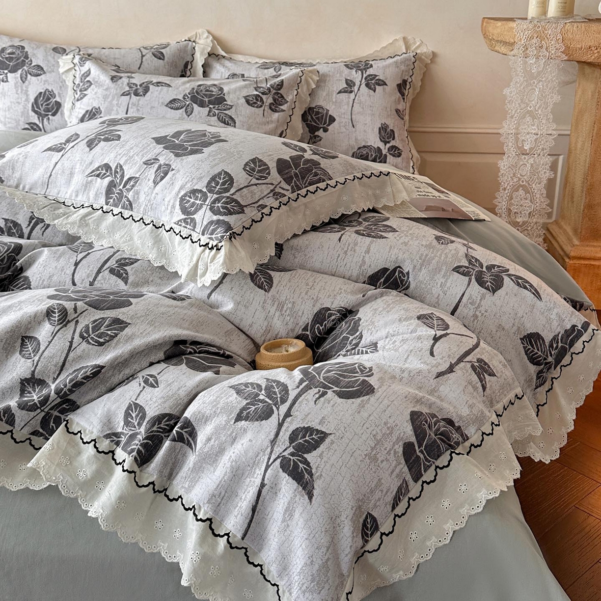 91家纺网 家纺一手货源 找家纺 涵宸家纺 2025新款全棉磨毛印花四件套-雅漾 岁月留声