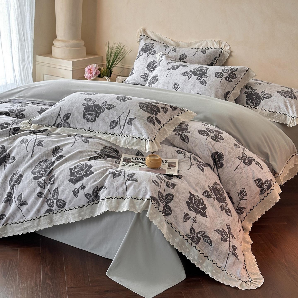 91家纺网 家纺一手货源 找家纺 涵宸家纺 2025新款全棉磨毛印花四件套-雅漾 岁月留声