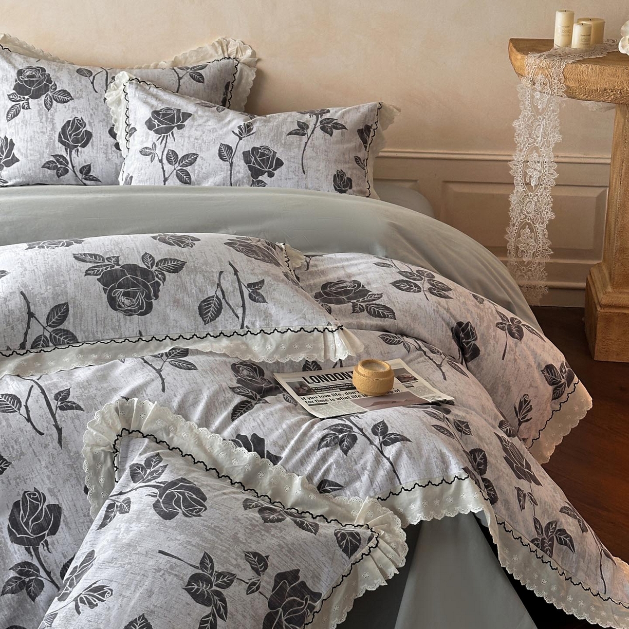 91家纺网 家纺一手货源 找家纺 涵宸家纺 2025新款全棉磨毛印花四件套-雅漾 岁月留声