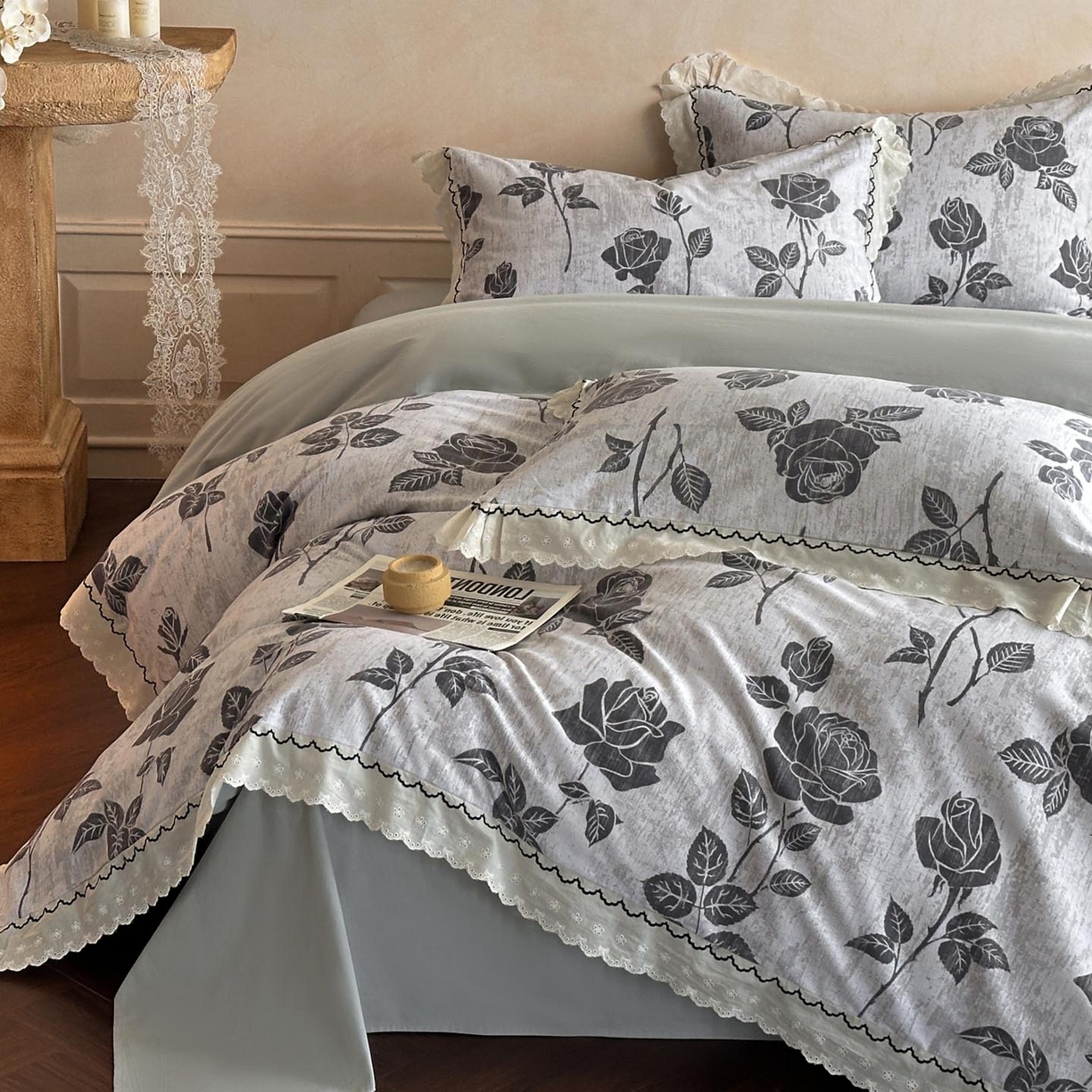 91家纺网 家纺一手货源 找家纺 涵宸家纺 2025新款全棉磨毛印花四件套-雅漾 岁月留声