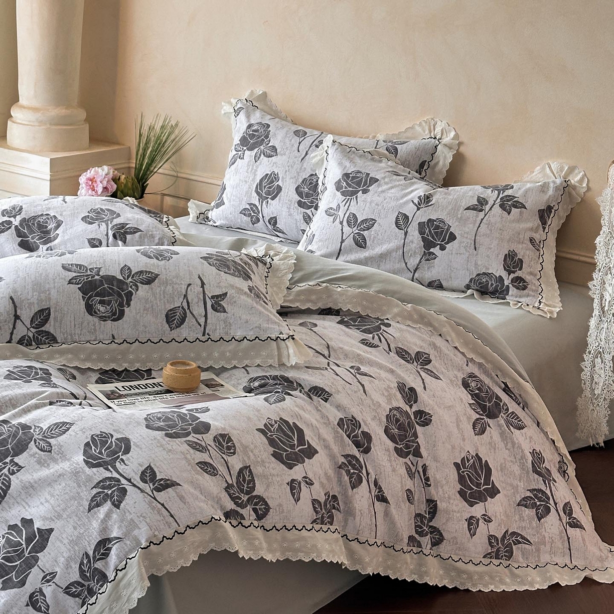 91家纺网 家纺一手货源 找家纺 涵宸家纺 2025新款全棉磨毛印花四件套-雅漾 岁月留声