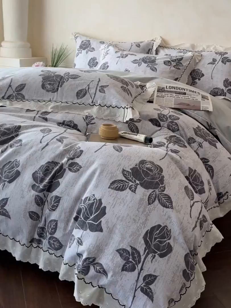 91家纺网 家纺一手货源 找家纺 涵宸家纺 2025新款全棉磨毛印花四件套-雅漾 岁月留声