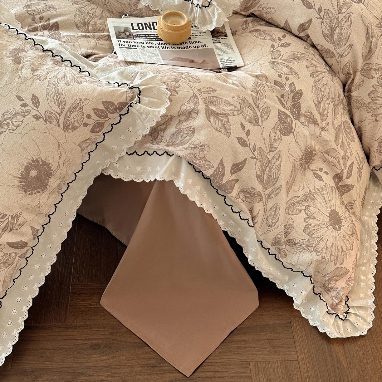 91家纺网 家纺一手货源 找家纺 涵宸家纺 2025新款全棉磨毛印花四件套-雅漾 漾漾-咖