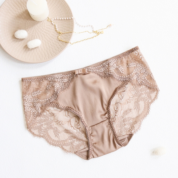 91家纺网 家纺一手货源 找家纺 蚕云阁蚕丝家居 2025新款蕾丝内裤4色 卡其色