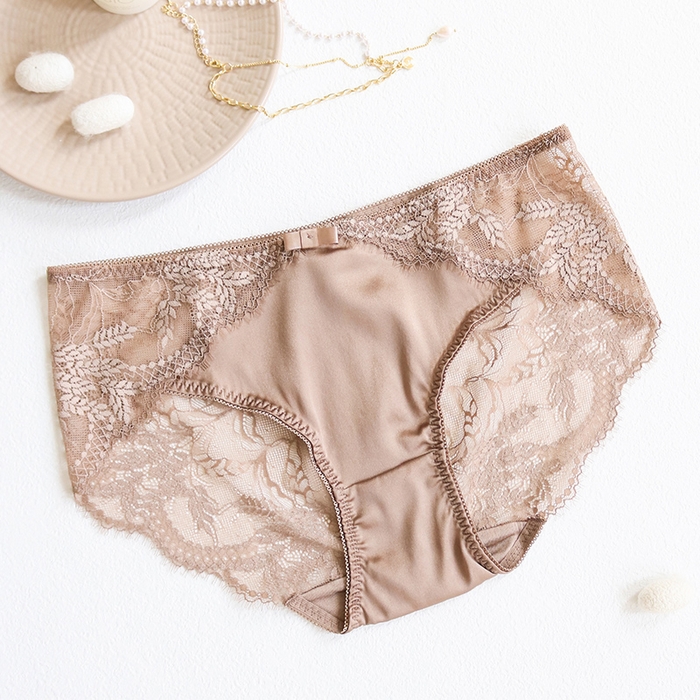 蚕云阁蚕丝家居 2025新款蕾丝内裤4色 卡其色