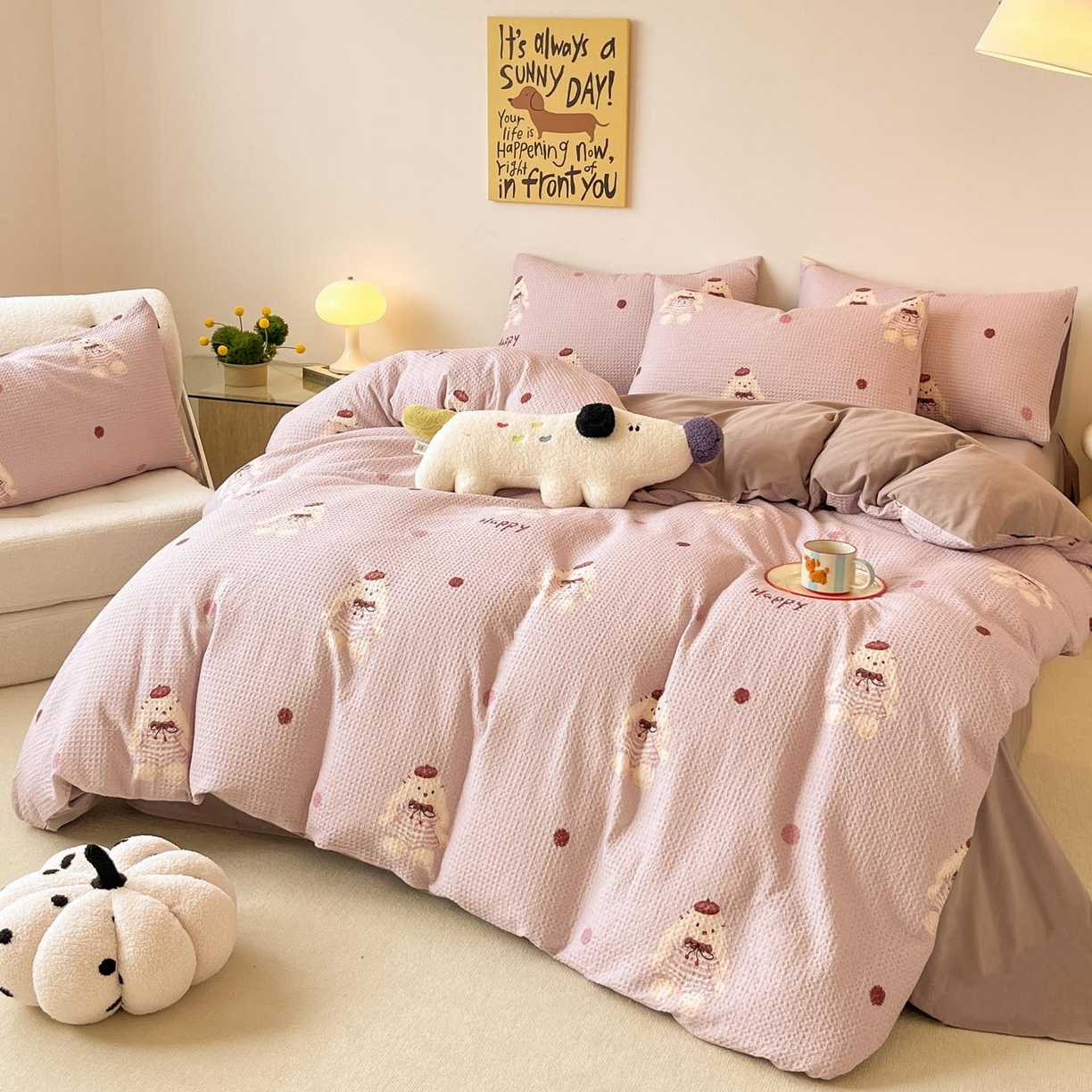 91家纺网 家纺一手货源 找家纺 涵宸家纺 2025新款全棉提花四件套-暮云栖 克洛莉-紫