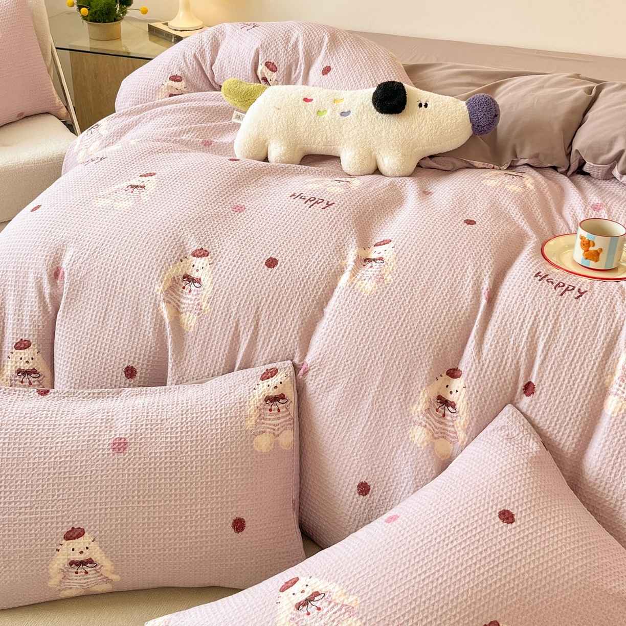 91家纺网 家纺一手货源 找家纺 涵宸家纺 2025新款全棉提花四件套-暮云栖 克洛莉-紫