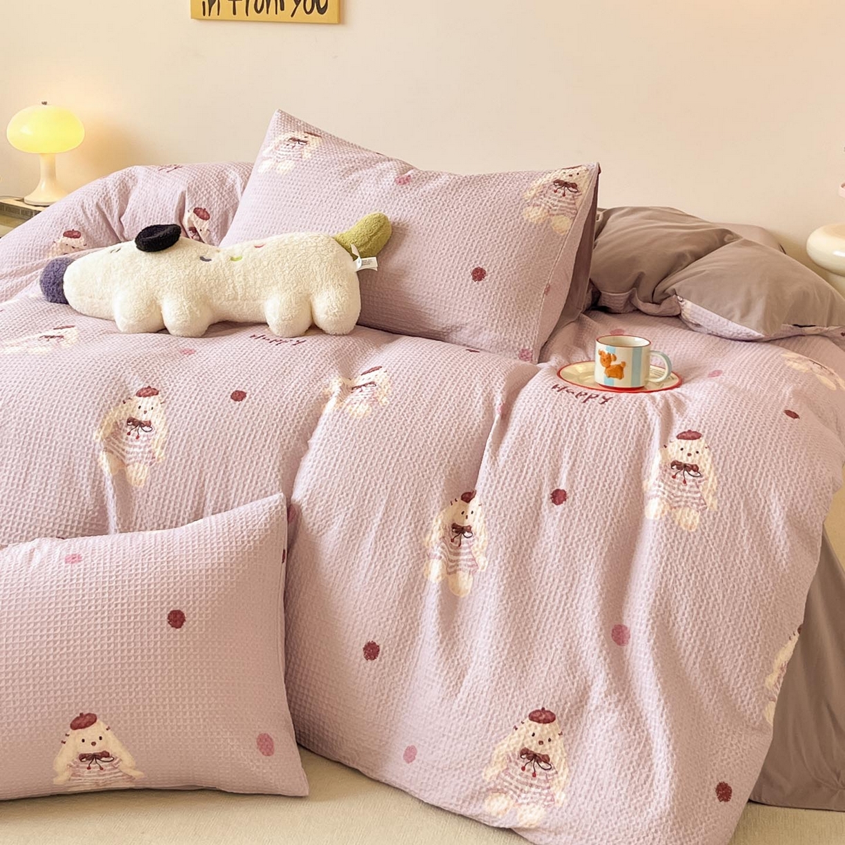 91家纺网 家纺一手货源 找家纺 涵宸家纺 2025新款全棉提花四件套-暮云栖 克洛莉-紫