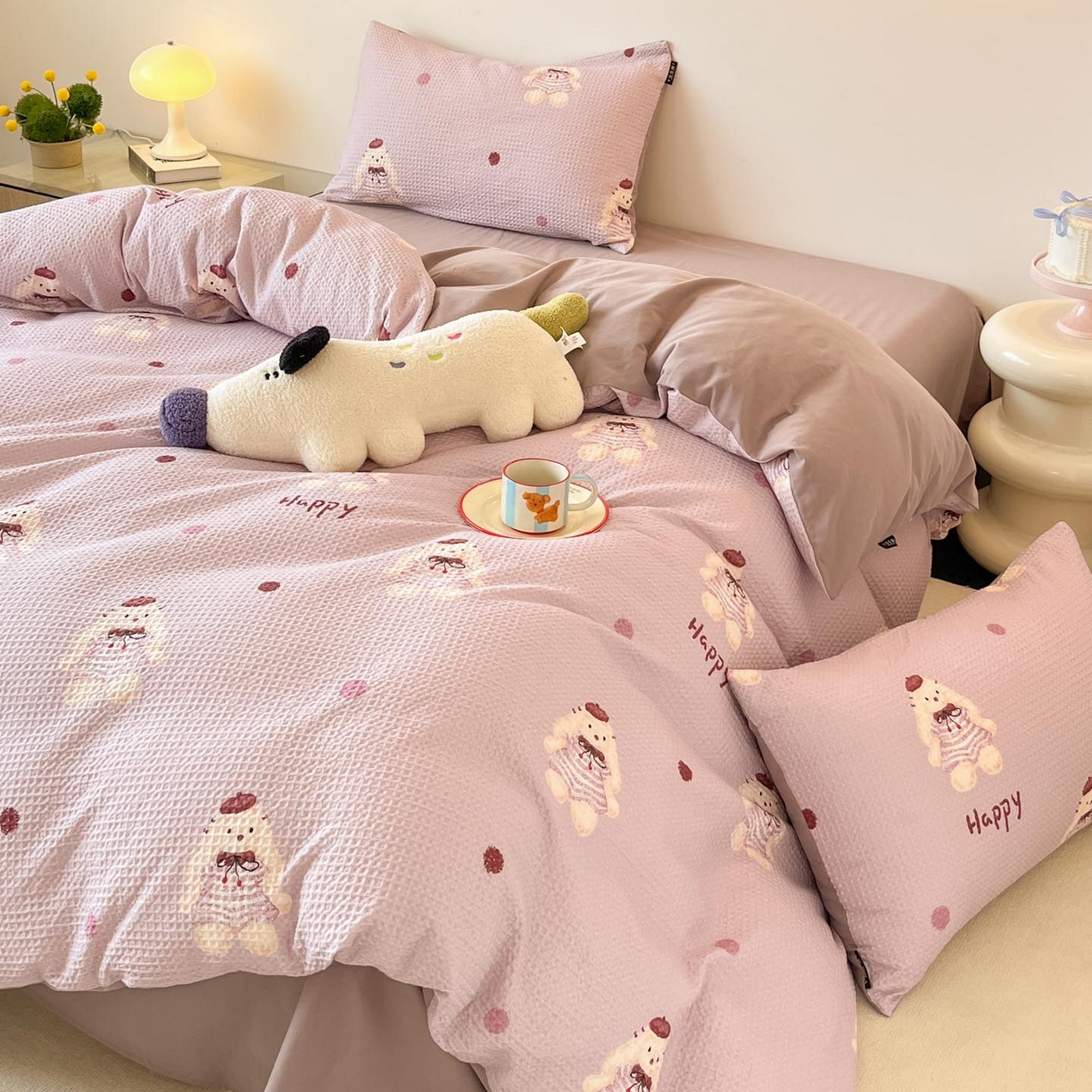 91家纺网 家纺一手货源 找家纺 涵宸家纺 2025新款全棉提花四件套-暮云栖 克洛莉-紫