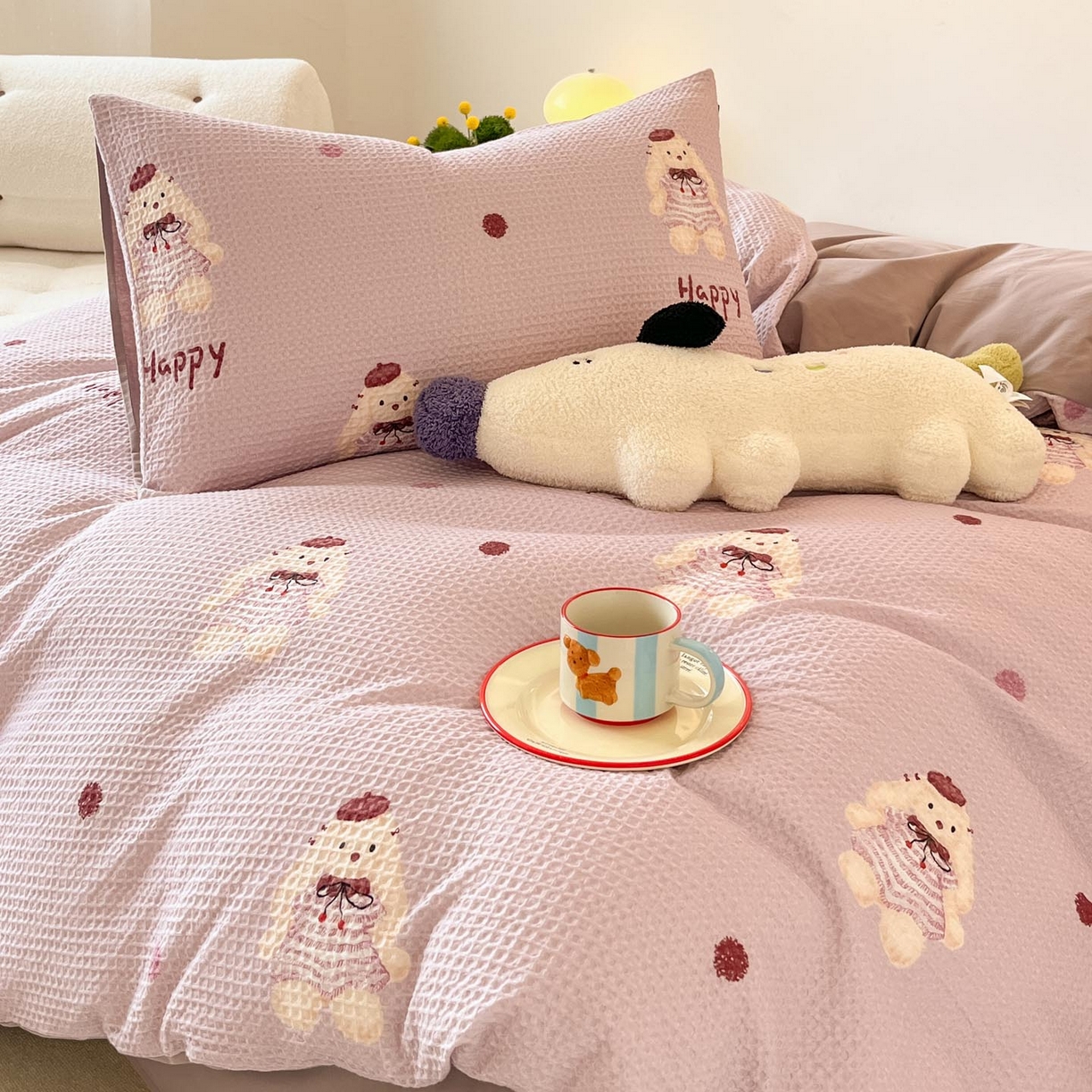 91家纺网 家纺一手货源 找家纺 涵宸家纺 2025新款全棉提花四件套-暮云栖 克洛莉-紫