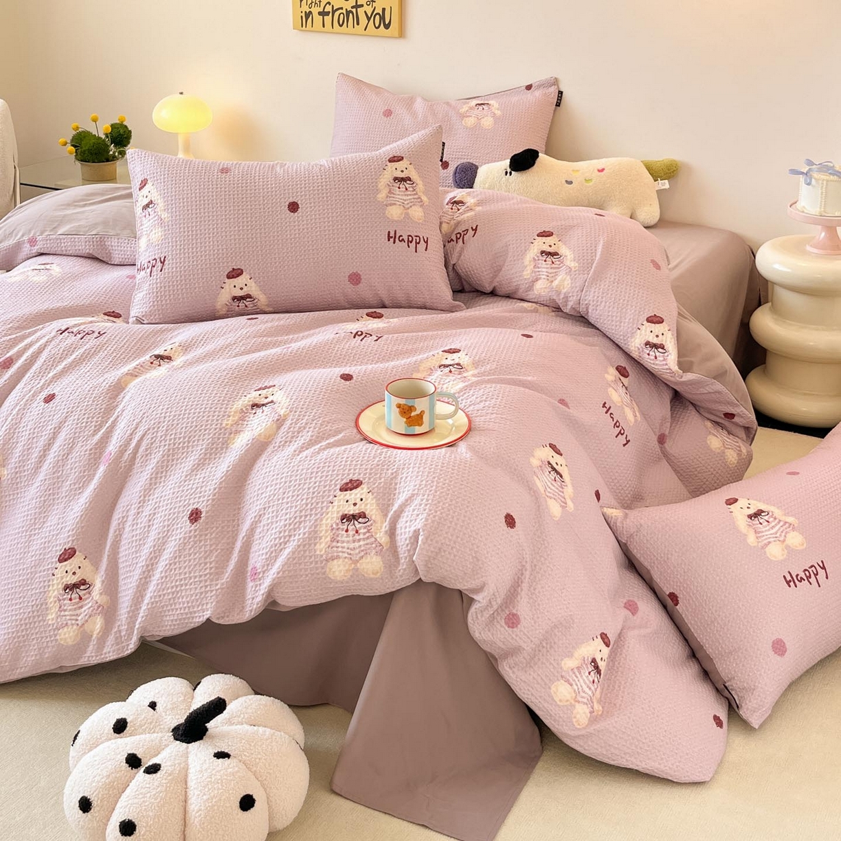 91家纺网 家纺一手货源 找家纺 涵宸家纺 2025新款全棉提花四件套-暮云栖 克洛莉-紫