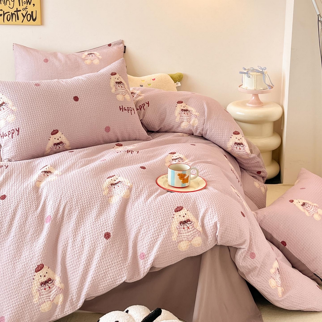 91家纺网 家纺一手货源 找家纺 涵宸家纺 2025新款全棉提花四件套-暮云栖 克洛莉-紫