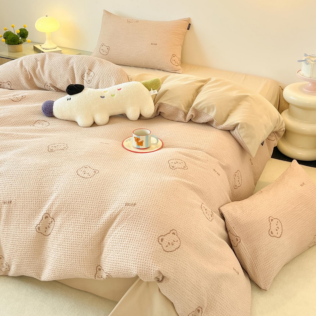 91家纺网 家纺一手货源 找家纺 涵宸家纺 2025新款全棉提花四件套-暮云栖 萌动时光-咖