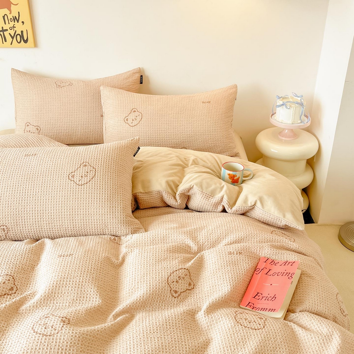 91家纺网 家纺一手货源 找家纺 涵宸家纺 2025新款全棉提花四件套-暮云栖 萌动时光-咖