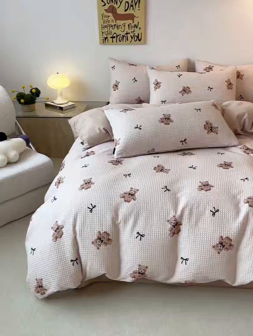 91家纺网 家纺一手货源 找家纺 涵宸家纺 2025新款全棉提花四件套-暮云栖 莫妮卡-米
