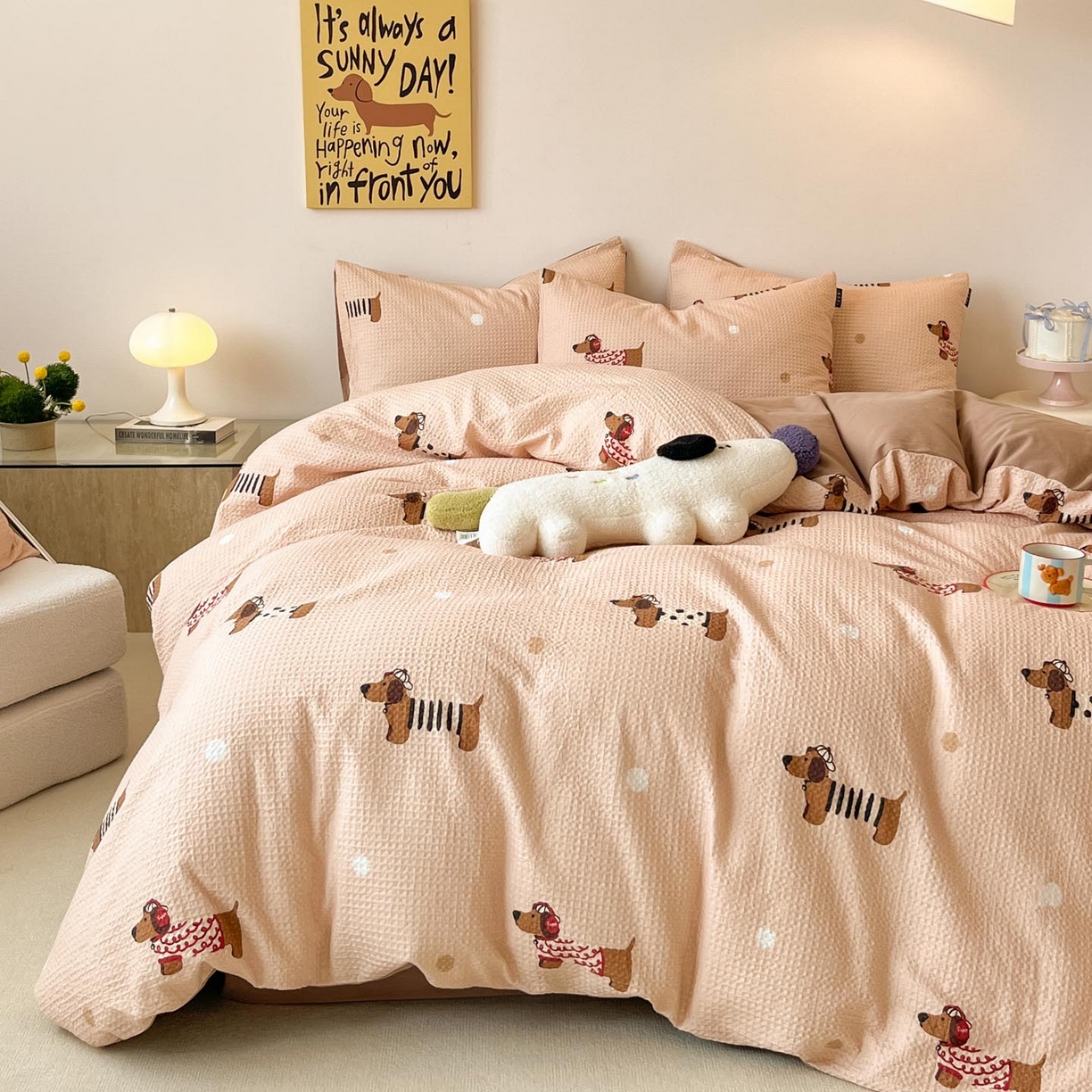 91家纺网 家纺一手货源 找家纺 涵宸家纺 2025新款全棉提花四件套-暮云栖 瑞乐-棕