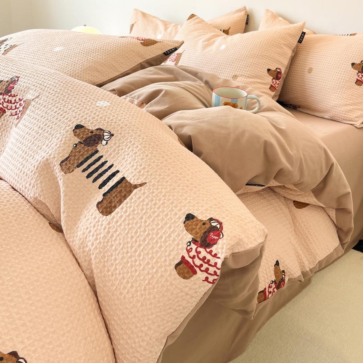 91家纺网 家纺一手货源 找家纺 涵宸家纺 2025新款全棉提花四件套-暮云栖 瑞乐-棕