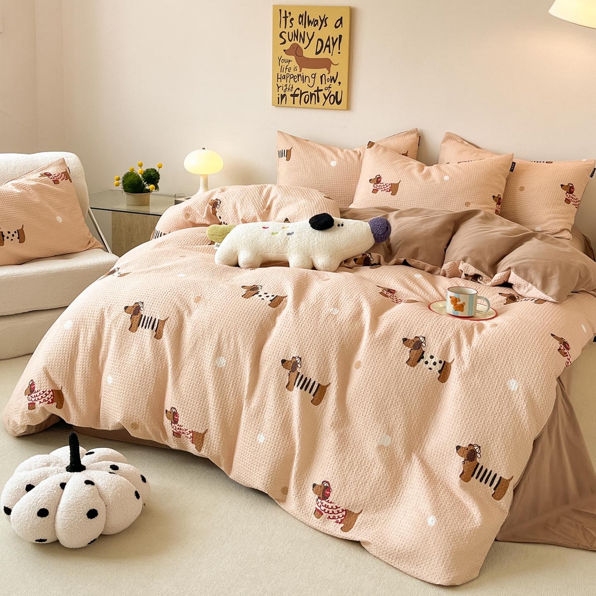 91家纺网 家纺一手货源 找家纺 涵宸家纺 2025新款全棉提花四件套-暮云栖 瑞乐-棕