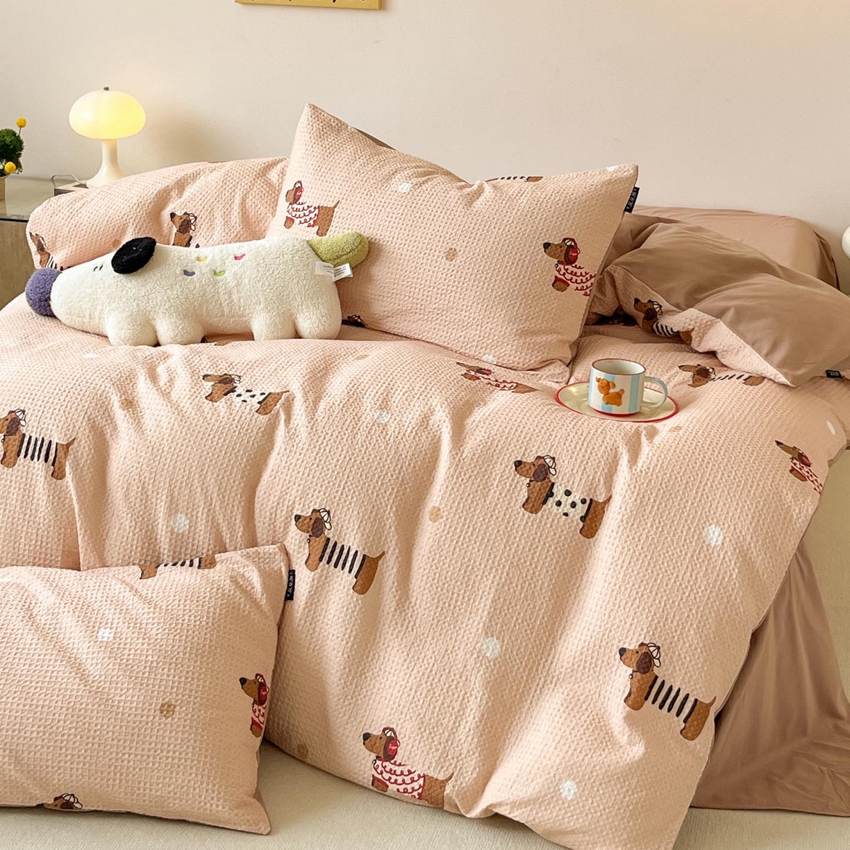 91家纺网 家纺一手货源 找家纺 涵宸家纺 2025新款全棉提花四件套-暮云栖 瑞乐-棕