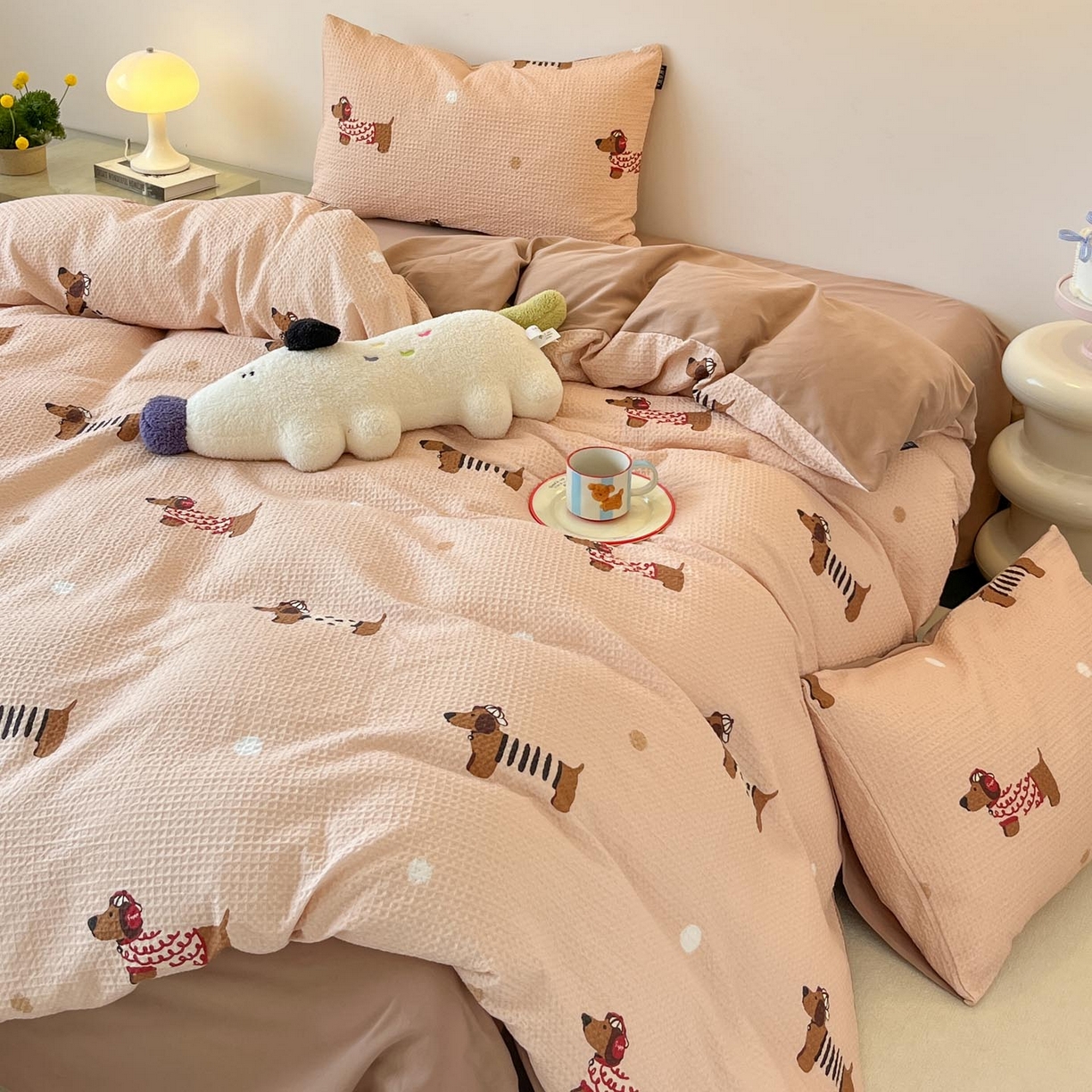 91家纺网 家纺一手货源 找家纺 涵宸家纺 2025新款全棉提花四件套-暮云栖 瑞乐-棕