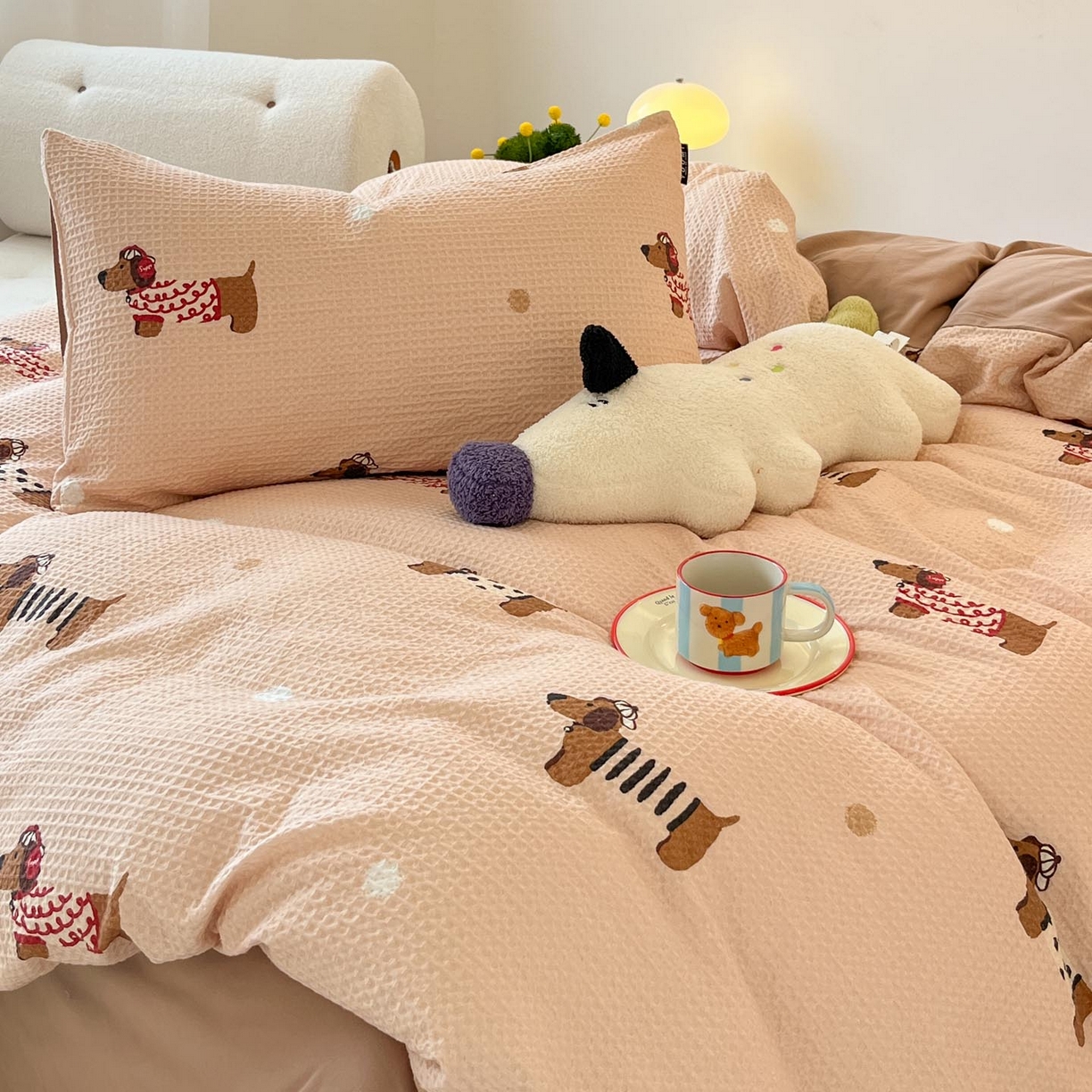 91家纺网 家纺一手货源 找家纺 涵宸家纺 2025新款全棉提花四件套-暮云栖 瑞乐-棕