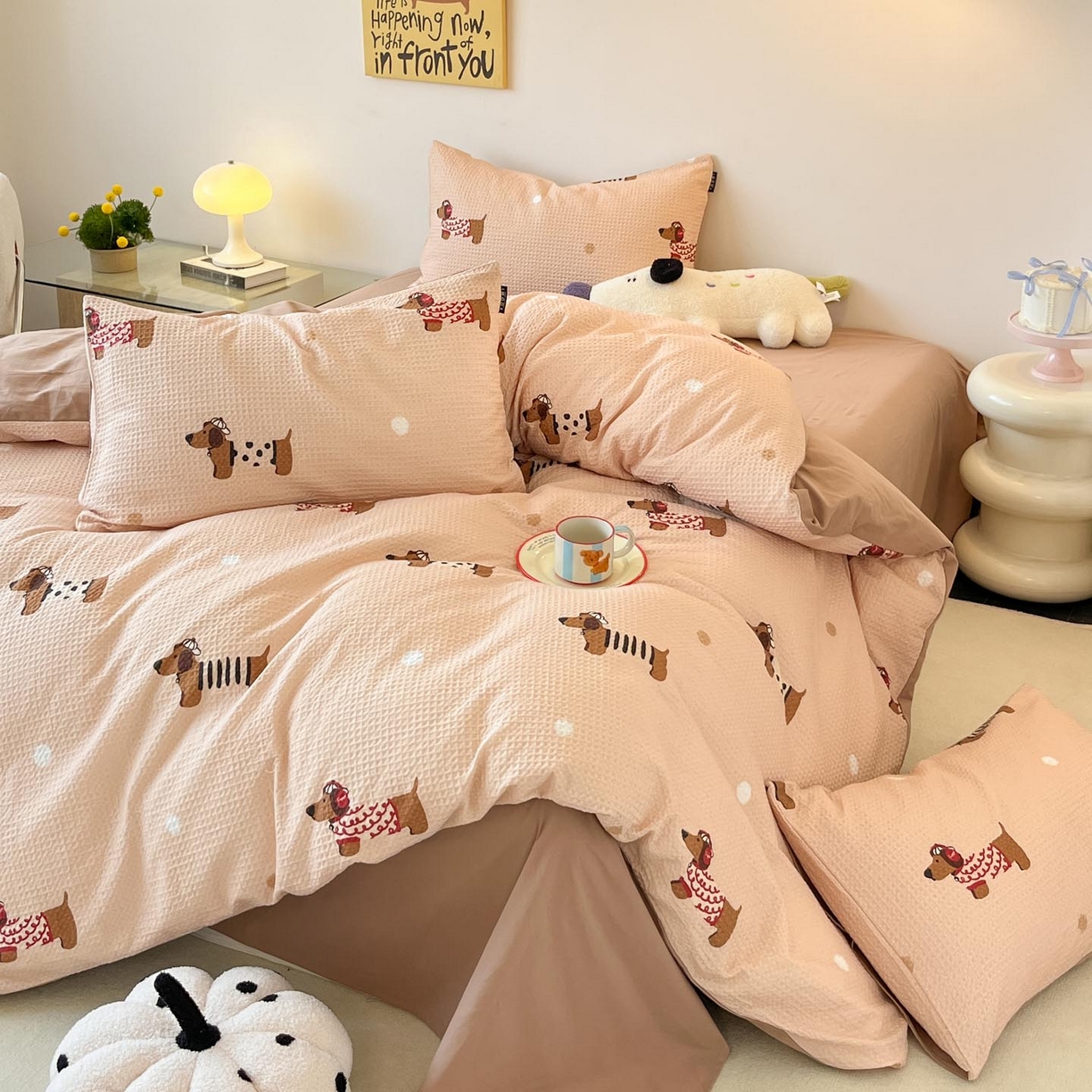 91家纺网 家纺一手货源 找家纺 涵宸家纺 2025新款全棉提花四件套-暮云栖 瑞乐-棕