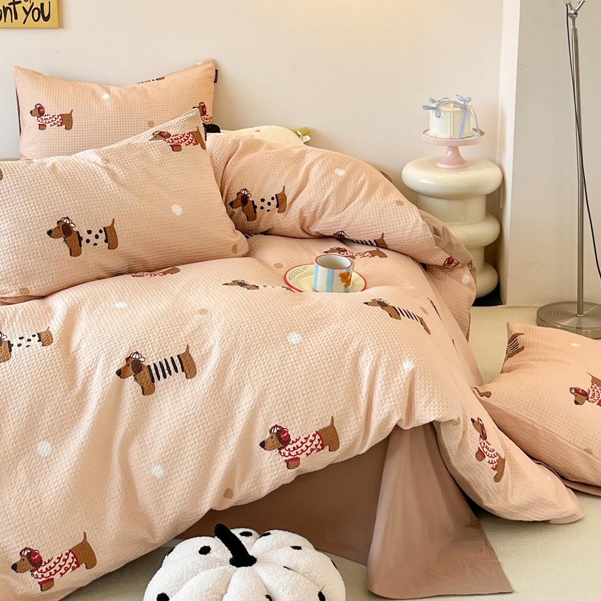 91家纺网 家纺一手货源 找家纺 涵宸家纺 2025新款全棉提花四件套-暮云栖 瑞乐-棕