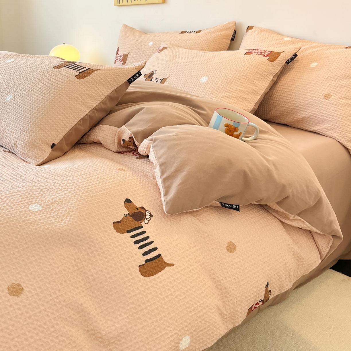 91家纺网 家纺一手货源 找家纺 涵宸家纺 2025新款全棉提花四件套-暮云栖 瑞乐-棕