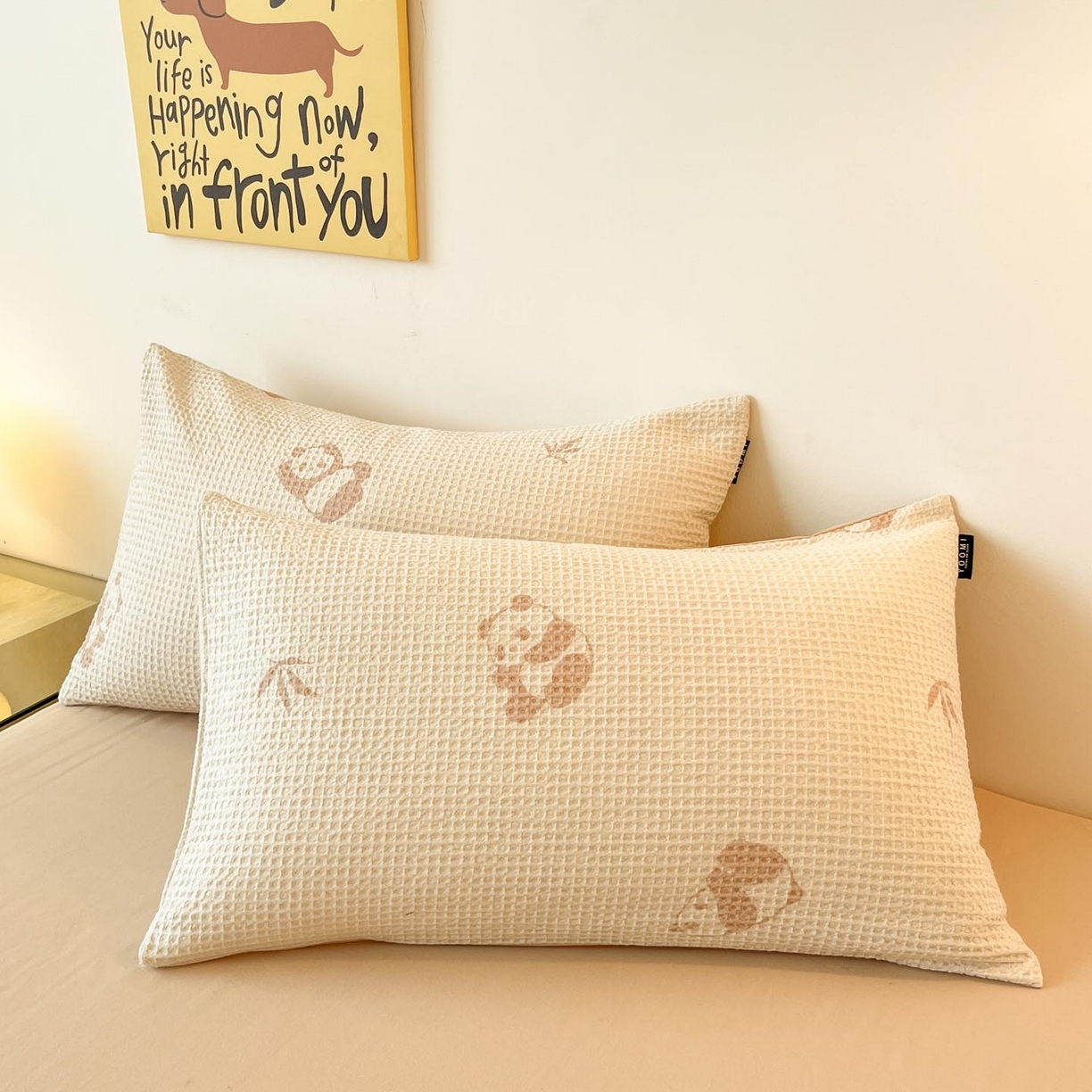 91家纺网 家纺一手货源 找家纺 涵宸家纺 2025新款全棉提花四件套-暮云栖 圆圆胖哒-米