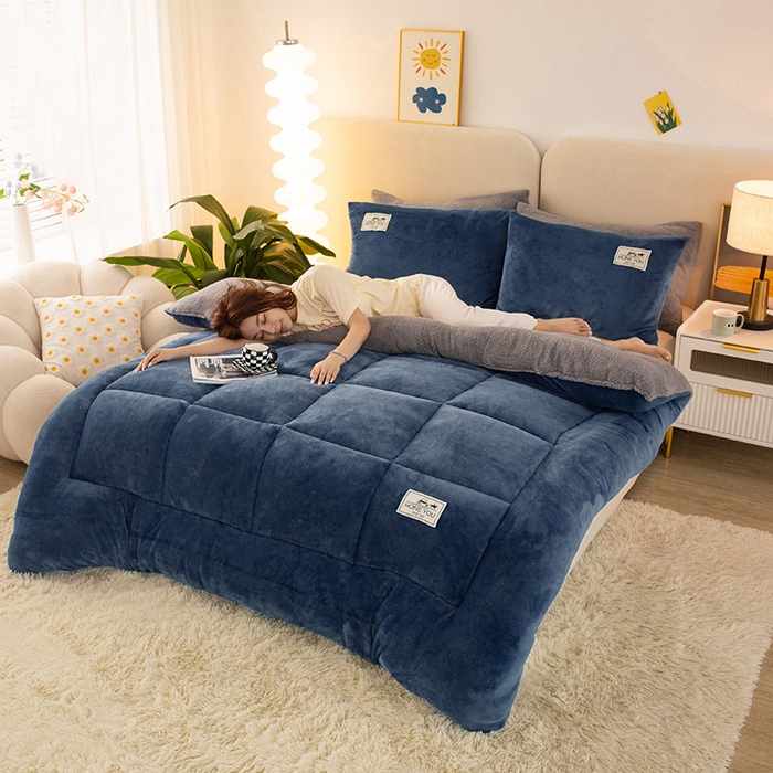 91家纺网 家纺一手货源 找家纺 （总）畅销被业 2025新款纯色加厚保暖雪花绒冬被春秋被被子被芯（跨境）