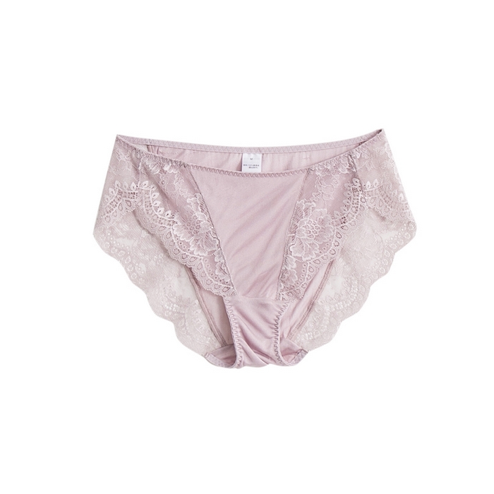 蚕云阁蚕丝家居 2025新款蕾丝内裤 灰紫色