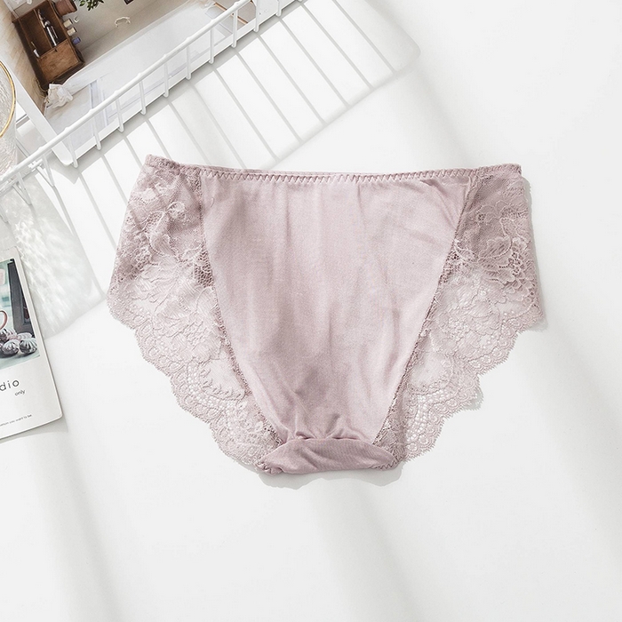 91家纺网 家纺一手货源 找家纺 蚕云阁蚕丝家居 2025新款蕾丝内裤 灰紫色