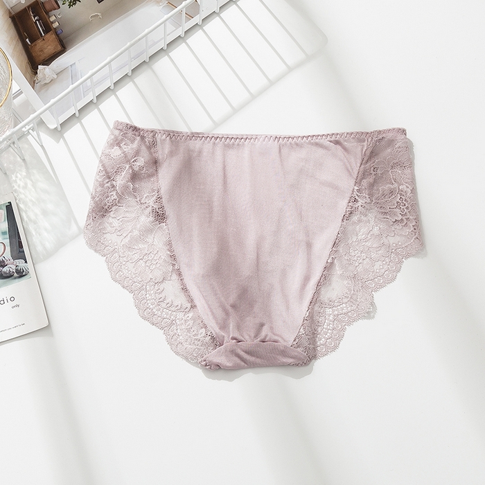 91家纺网 家纺一手货源 找家纺 蚕云阁蚕丝家居 2025新款蕾丝内裤 灰紫色