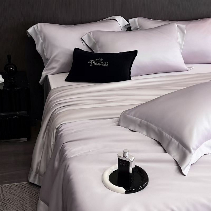 91家纺网 家纺一手货源 找家纺 蚕云阁蚕丝家居 2025新款蚕丝被夏被五件套，四件套被子被芯 丁香紫魔法灰