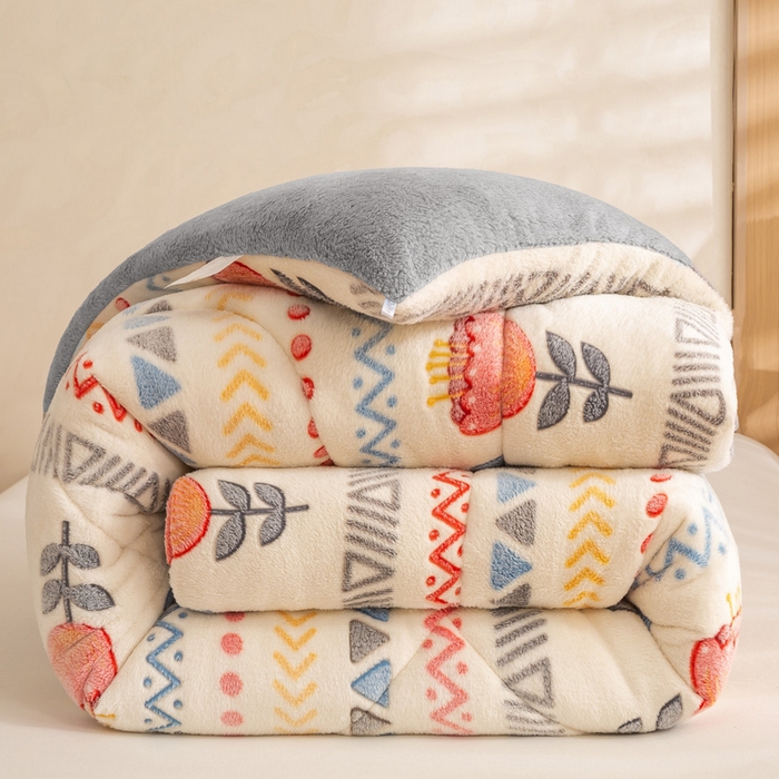 91家纺网 家纺一手货源 找家纺 米乐被业 2025新款雪花绒冬被法莱绒被子被芯波西米亚