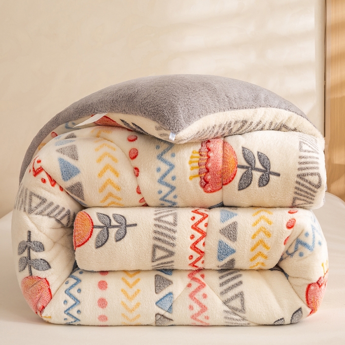 91家纺网 家纺一手货源 找家纺 米乐被业 2025新款雪花绒冬被法莱绒被子被芯波西米亚