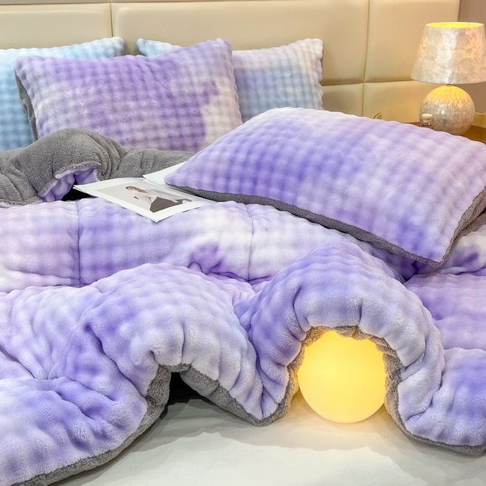 91家纺网 家纺一手货源 找家纺 米乐被业 2025新款兔毛羊羔绒冬被被子被芯 渐变紫