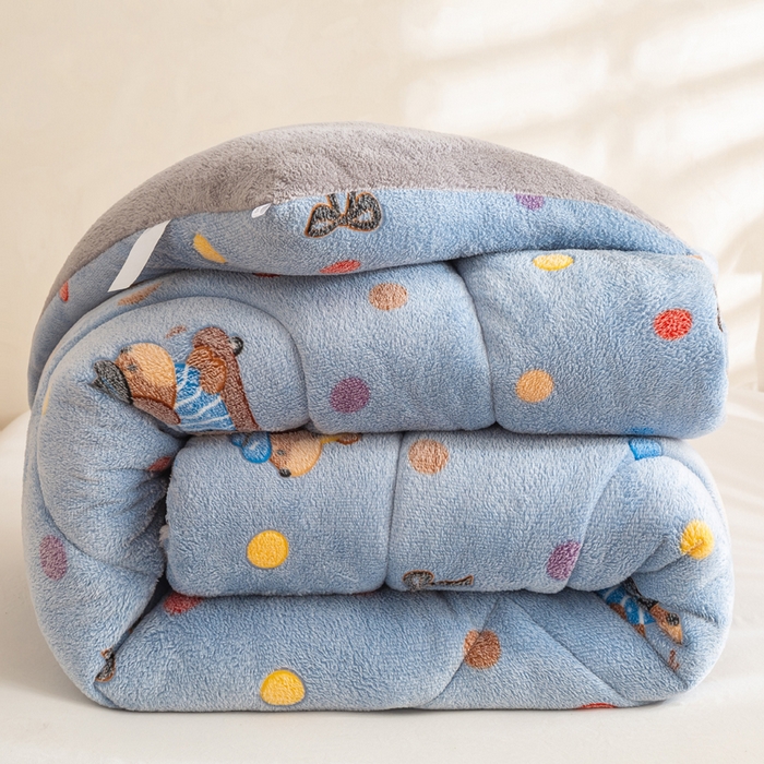 91家纺网 家纺一手货源 找家纺 米乐被业 2025新款雪花绒冬被法莱绒被子被芯幸福小狗