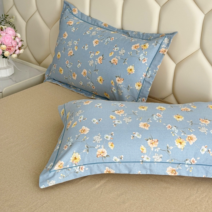 91家纺网 家纺一手货源 找家纺 U品汇 【A类母婴级】加厚全棉纯棉磨毛数码印花四件套生态磨毛100%棉（不是全棉不要钱）海韵幽兰-蓝