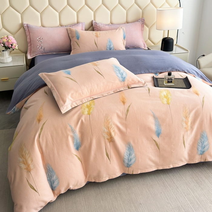 91家纺网 家纺一手货源 找家纺 U品汇 【A类母婴级】加厚全棉纯棉磨毛数码印花四件套生态磨毛100%棉（不是全棉不要钱）芦苇仙子米