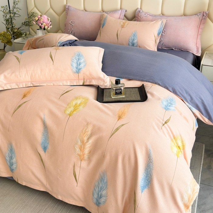 91家纺网 家纺一手货源 找家纺 U品汇 【A类母婴级】加厚全棉纯棉磨毛数码印花四件套生态磨毛100%棉（不是全棉不要钱）芦苇仙子米