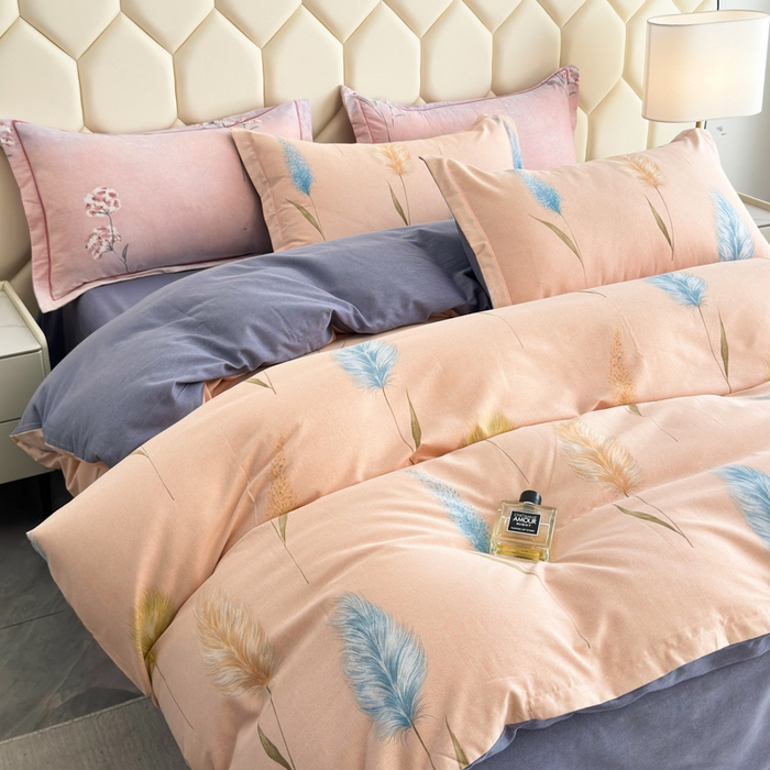 91家纺网 家纺一手货源 找家纺 U品汇 【A类母婴级】加厚全棉纯棉磨毛数码印花四件套生态磨毛100%棉（不是全棉不要钱）芦苇仙子米