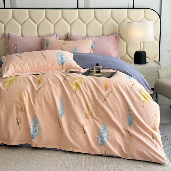 91家纺网 家纺一手货源 找家纺 U品汇 【A类母婴级】加厚全棉纯棉磨毛数码印花四件套生态磨毛100%棉（不是全棉不要钱）芦苇仙子米