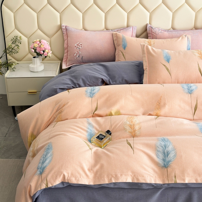 91家纺网 家纺一手货源 找家纺 U品汇 【A类母婴级】加厚全棉纯棉磨毛数码印花四件套生态磨毛100%棉（不是全棉不要钱）芦苇仙子米